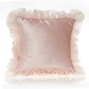 Anastasia Cream Pillow - Pink Velvet with Ruffle Glenna Jean