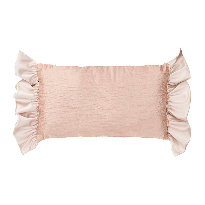 Angelica Baby Pillow- Rectangle (Pink Damask w Cream Damask Ruffle) Glenna Jean